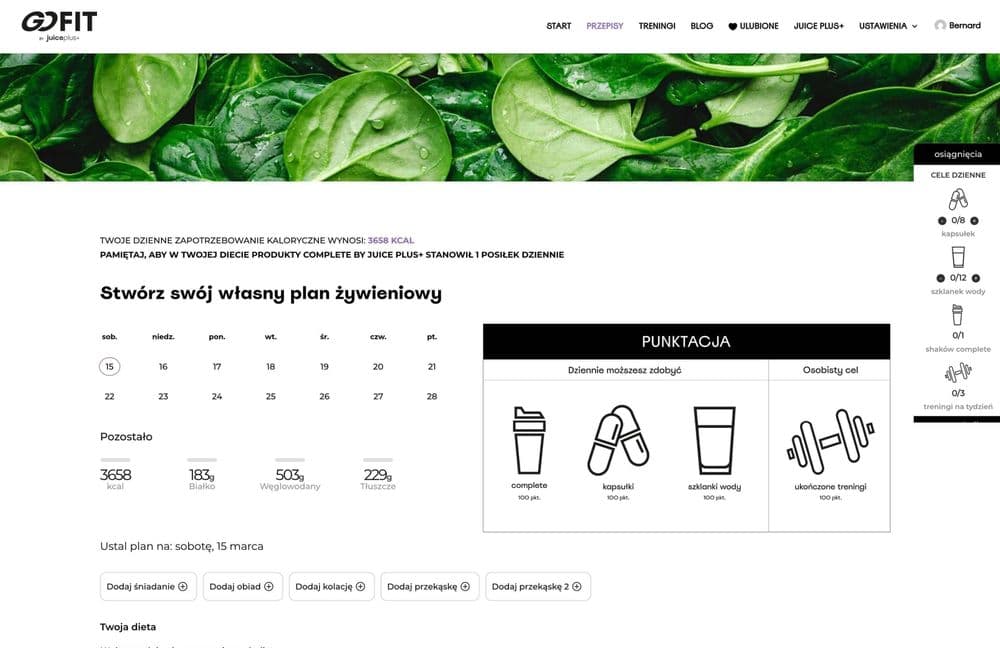 Training platform and nutrition plan for Juice Plus+ 3